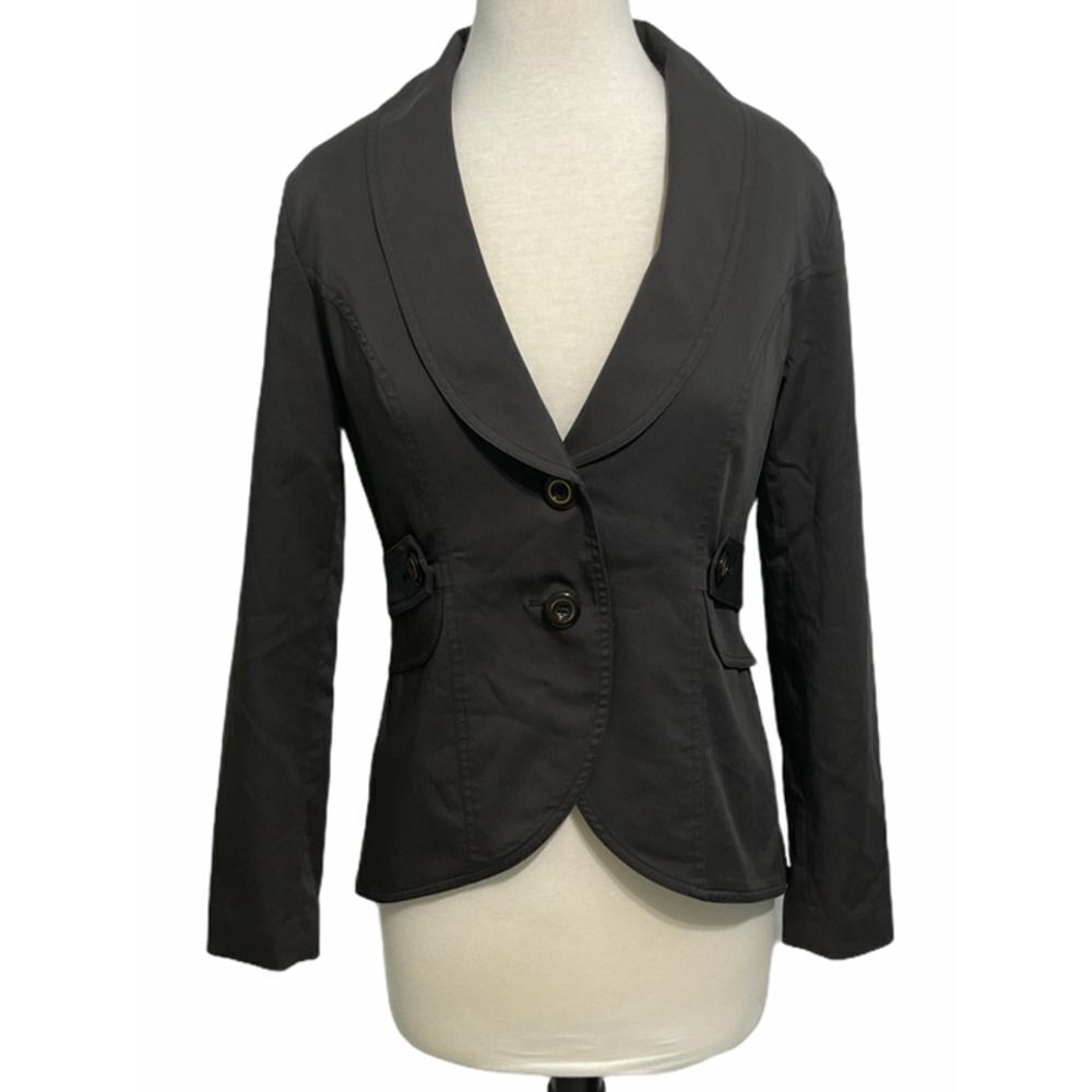 Cabi Work It Two Button Blazer 769 Flap Pockets‎  Career Charcoal Grey SIze 6